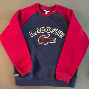 SWEATER TOP NAVY & BURGUNDY RAISED LACOSTE & ALLIGATOR PRINT